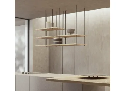 Libreria sospesa Random Kitchen con ripiani in legno Secolare naturale e struttura in metallo di Nature Design