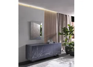 Madia Art Laccata Grigia con decorazione in resina vetrificata di Riflessi