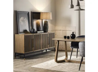 Madia Creta realizzata in legno stratificato laccato color Grafite e legno massello di Rovere naturale di Dialma Brown