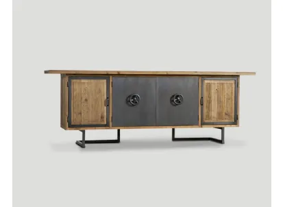 Madia DB003610 legno vecchio riciclato base metallo ferro brunito di Dialma Brown