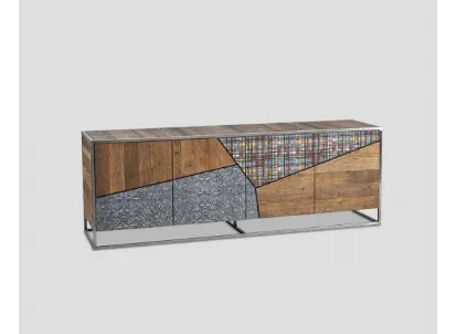 Madia DB005439 ante legno vecchio stampate patchwork struttura inox di Dialma Brown