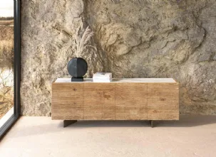 Madia in legno secolare con top in marmo Geode di Nature Design