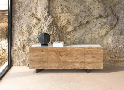 Madia in legno secolare con top in marmo Geode di Nature Design