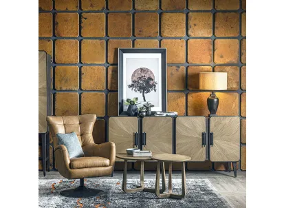 Madia Merope realizzata in legno stratificato laccato color brunito e legno massello di Rovere naturale di Dialma Brown