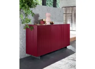 Madia Alta Onda in legno laccato Rosso Rubino di Riflessi