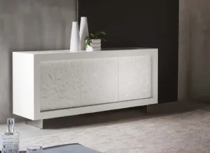 Madia Picasso P1 Mito in laccato opaco Bianco con ante in acciaio martellato laccato Bianco Lucido di Riflessi
