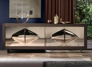 Madia Picasso P12 Fiocco in cristallo fuso specchiante bronzato e struttura in legno di Riflessi