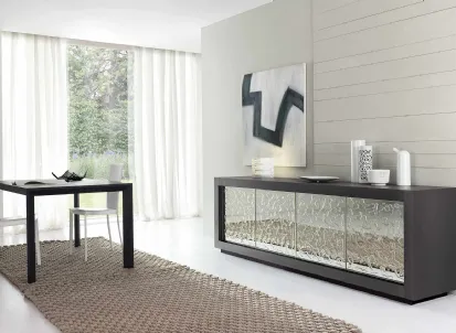 Madia Picasso P12 Cristallo in Rovere Coke con ante in cristallo a specchio e resina trasparente di Riflessi