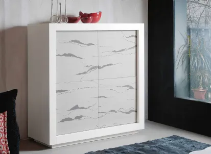 Madia Picasso in Rovere tinto Bianco P2 con ante in Pietra di Riflessi