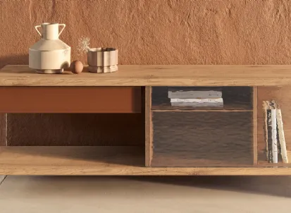 Madia in legno secolare e vetro cotto River di Nature Design