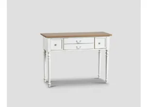 Mobile ingresso Consolle sagomata Belisa realizzata in legno stratificato e legno massello laccato Bianco vissuto con top in legno massello di Rovere naturale di Dialma Brown