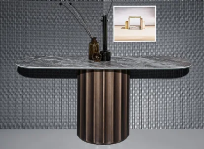 Mobile ingresso di design Dorian Console con top in ceramica e base in poliuretano di Bonaldo