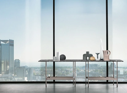 Mobile ingresso Waves con top in marmo di Fiam