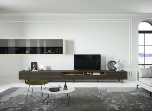 Parete Attrezzata Box 18 Rovere Terra e vetro di Novamobili