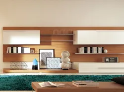 Parete Attrezzata Tao 26 in laccato Bianco e legno di Misuraemme