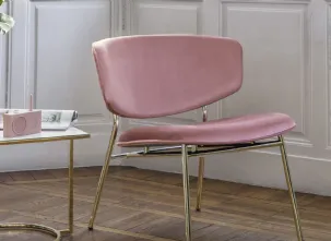 Poltroncina classica con struttura in ottone lucido Fifties di Calligaris