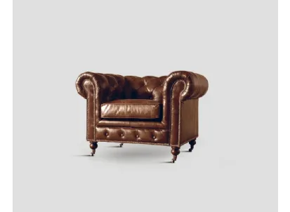 Poltrona imbottita e rivestita in vera pelle Birmingham di Dialma Brown