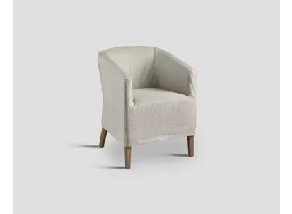 Poltroncina imbottita Weymouth in tessuto con piedi in legno di Dialma Brown
