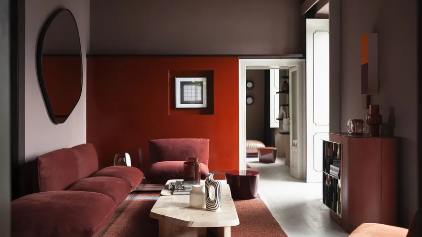 Divano lineare in pelle Aura di Baxter