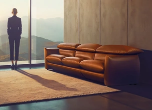 Divano lineare in pelle Choco Magic di Calia