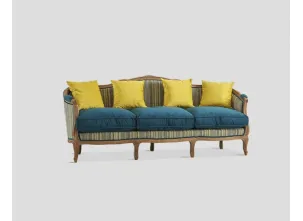 Divano DB005793 3 posti rovere rivestito velluto multicolor e Verde Ottanio di Dialma Brown