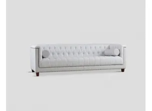 Divano DB005825 3 posti finiture borchiate rivestito tweed e velluto bianco di Dialma Brown