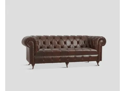 Divano DB006358 3 posti rivestito pelle Castagna di Dialma Brown
