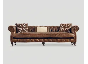 Divano DB006359 4 posti rivestito pelle Cigar Vintage di Dialma Brown