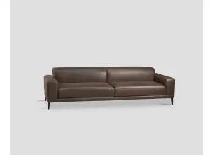Divano lineare Rotterdam con rivestimento in vera pelle di Dialma Brown