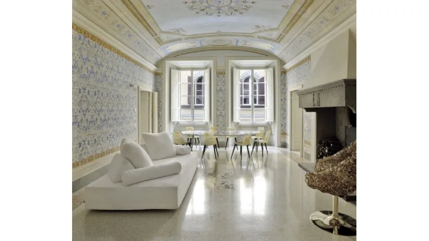 Divano di design lineare in tessuto Sherazade di Edra
