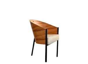 Sedia Costes in legno con seduta in pelle di Driade