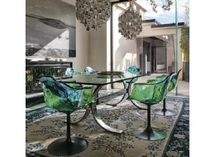 Sedia di design Ella che ricorda la forma di un fiore in policarbonato colore Verde e Blu di Edra