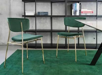 Sedia in tessuto con struttura in ottone lucido Fifties di Calligaris