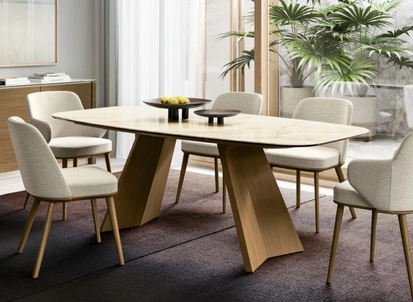 Sedia in tessuto Foyer con gambe in legno di Calligaris