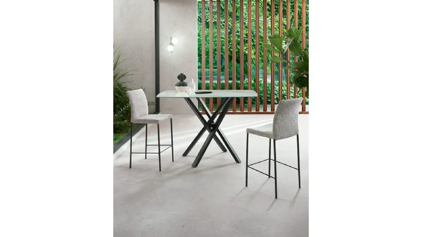 Sgabello Gaia Flex in tessuto imbottito di Riflessi