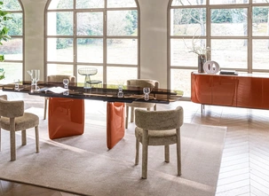 Sedia rivestita in tessuto Glen Soft di Calligaris