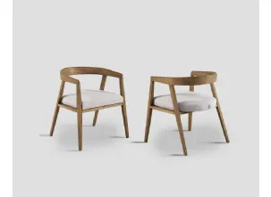 Sedia Honolulu con struttura in legno naturale e seduta in tessuto di Dialma Brown