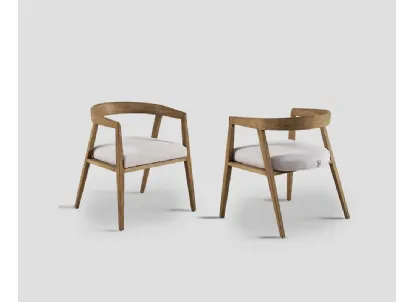 Sedia Honolulu con struttura in legno naturale e seduta in tessuto di Dialma Brown