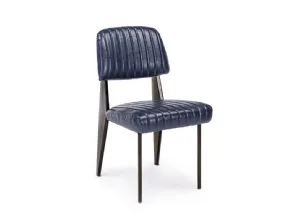 Sedia Nelly rivestita Ecopelle Blu di Bizzotto