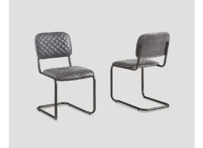 Sedia Philadelphia in vera pelle trapuntata con struttura in metallo di Dialma Brown