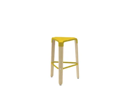 Sgabello Picapau Kitchen Stool in polipropilene Bianco con telaio in legno di Faggio massello laccato Bianco di Infiniti