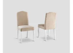 Sedia DB006435 faggio laccato bianco seduta e schienale rivestite velluto di Dialma Brown