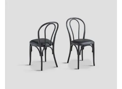 Sedia DB006687 faggio curvato seduta imbottita rivestita ecopelle di Dialma Brown