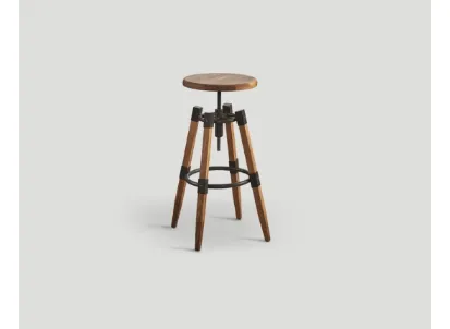 Sgabello DB004898 faggio finitura legno vintage girevole con supporti metallo di Dialma Brown