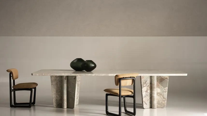 Sedia rivestita in pelle Stig di Baxter