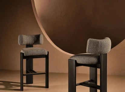 Sgabello Trine Stool in tessuto imbottito di Nature Design