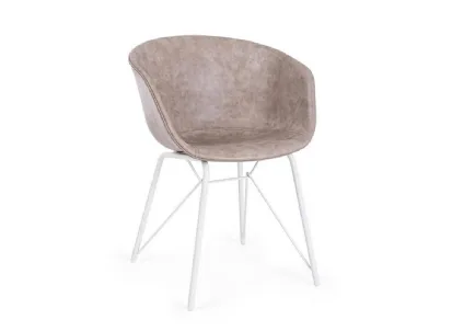 Sedia Warhol rivestia Ecopelle Beige di Bizzotto