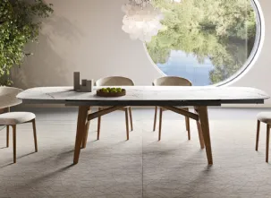 Tavolo allungabile in ceramica con struttura in legno Abrey di Calligaris