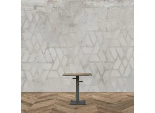 Tavolo quadrato Adone con top in legno stratificato di Conifera finitura Old Pine e struttura in metallo laccato color Grafite di Dialma Brown