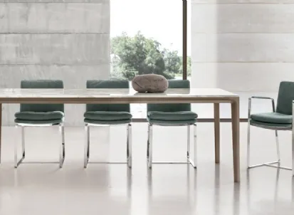 Tavolo rettangolare con piano in marmo e base in ebano Board 01 di Alivar